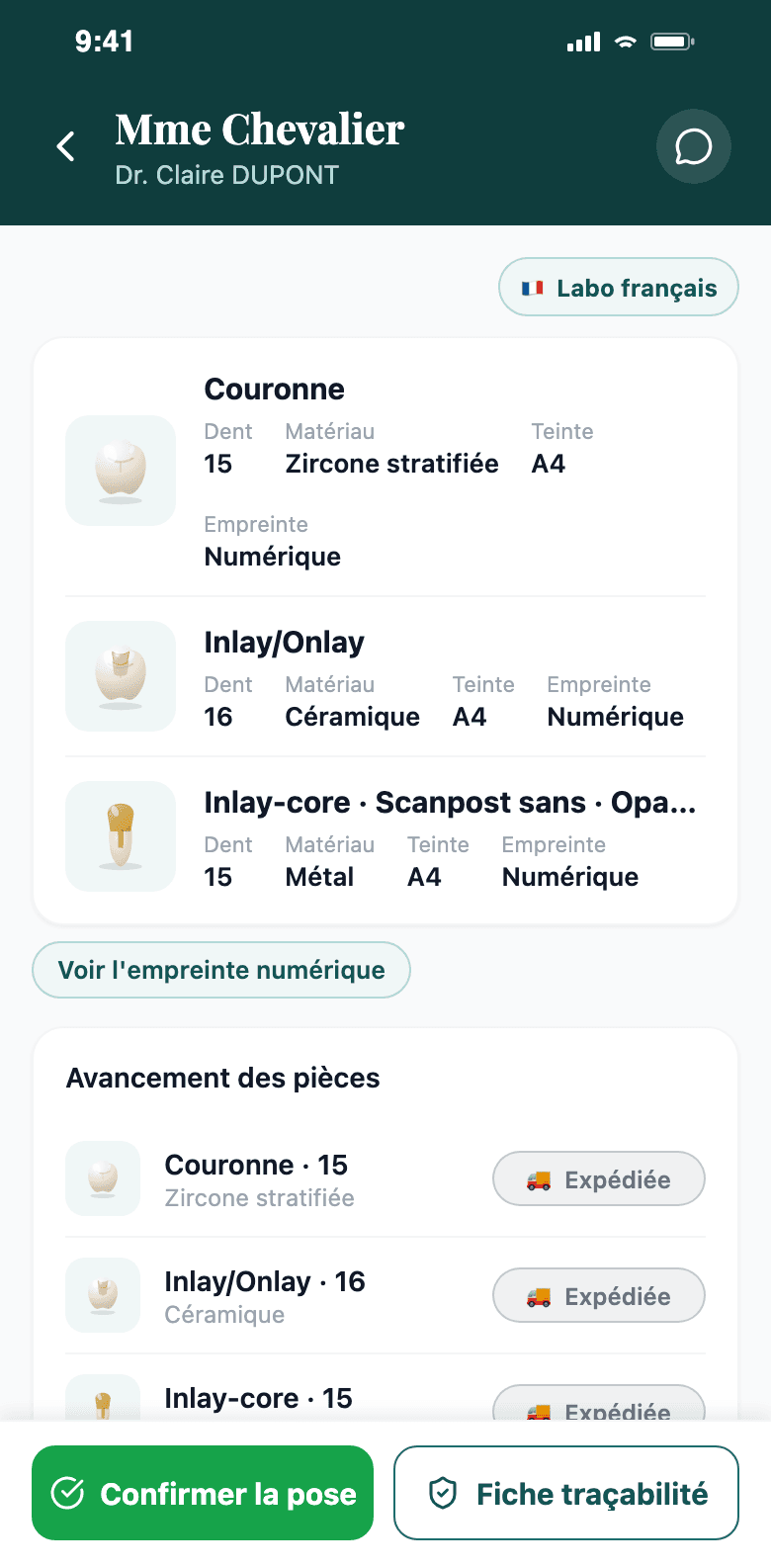 Suivi pièce par pièce